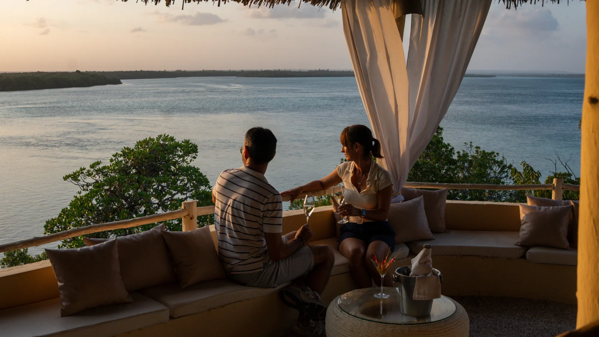 Sunset aperitif on the panoramic terrace